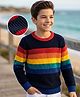 Pine Kids Knit Full Sleeves Striped Pullover Sweater - Navy Blue