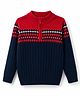 Pine Kids Knit Full Sleeves Pullover Sweater With Design - Navy Blue