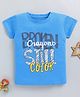 Unfab Cotton Knit Half Sleeves Broken Crayons Still Colour Text Printed Tee - Blue