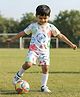 Unfab Knit Half Sleeves Football Printed Coordinating Tee & Shorts Set - White