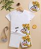 Unfab Cotton Knit Half Sleeves Tiger Printed Tee & Shorts Set - White