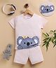 Unfab Cotton Knit Half Sleeves Koala Printed Tee & Shorts Set -  Pink
