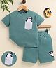 Unfab Cotton Knit Half Sleeves  Teddy Designed Tee & Shorts Set - Green