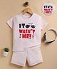 Unfab Cotton Knit Half Sleeves It Wasnt Me Text Printed Tee & Shorts Set - Pink