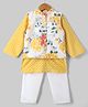 Saka Designs Cotton Woven Full Sleeves Kurta & Pyjama Set With Floral Printed Nehru Jacket - Yellow
