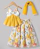 Saka Designs Cotton Woven Sleeveless Floral Printed Lehenga Choli Set With Dupatta - Yellow