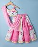 Saka Designs Cotton Woven Sleeveless Choli Lahenga & Dupatta Set with Floral Print - Pink