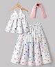 Saka Designs Cotton Woven Sleeveless Choli Lahenga & Dupatta Set with Floral Print - White