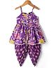 Saka Designs Cotton Woven Sleeveless Kurti and Dhoti Set With Floral Print - Purple