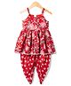 Saka Designs Cotton Woven Sleeveless Kurti & Patiala Set With Floral Print - Red
