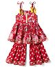 Saka Designs Cotton Woven Sleeveless Floral Printed Kurta & Gharara Set - Red