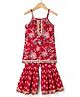 Saka Designs Cotton Woven Kurti and Sharara with Sleeveless and Floral Print - Red