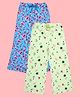 Kiddopanti Cotton Knit Pack Of 2 Floral & Butterfly Printed Pajamas - Mint Lime & Aqua Blue