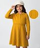 Pine Kids Knit Full Sleeves Woolen Dress With Cable Knit - Mustard