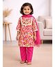 Vastrarth Cotton Woven Three Fourth Sleeves Floral Printed Kurti & Salwar With Dupatta Set - Pink