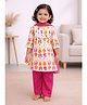 Vastrarth Cotton Woven Three Fourth Sleeves Abstract Printed Kurti & Salwar With Dupatta Set - White