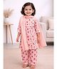Vastrarth Cotton Woven Three Fourth Sleeves Cow & Floral Printed Kurti & Salwar With Dupatta Set - Pink