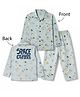 Smarty Boys Sinker Knit Full Sleeves Shirt & Pyjama Night Suit With Space Theme Print - Light Blue