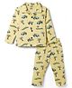 Smarty Boys Sinker Knit Full Sleeves Co Ord Shirt & Pyjama Night Suit Bus Print - Lemon Yellow