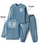 Smarty Boys Sinker Knit Full Sleeves T-Shirt & Pyjama Night Suit Text Print - Blue