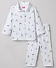 Babyhug Cotton Knit Full Sleeves Aeroplane Printed Co-Ords Shirt & Pyjama Night Suit - White