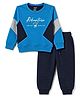 Smarty Boys Terry Knit Full Sleeves T-Shirt & Lounge Pant Set with Cut & Sew Design - Blue