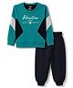 Smarty Boys Terry Knit Full Sleeves T-Shirt & Lounge Pant Set with Cut & Sew Design - Sea Green