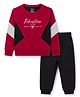 Smarty Boys 100% Cotton Knit Full Sleeves Text Printed Cut N Sew T-Shirt & Pant Set - Maroon