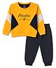 Smarty Boys Terry Knit Full Sleeves T-Shirt & Lounge Pant Set with Cut & Sew Design - Mustard
