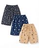 Teddy Sinker Knee Length Shorts with Helicopter & Tropical Print Pack of 3 - Navy, Charcoal & Light Brown