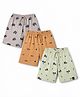 Teddy Sinker Knee Length Shorts with Truck & Tropical Print Pack of 3 -  Light Grey, Light Green, Light Orange