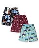 Teddy Sinker Knee Length Shorts with Truck & Vacay Print Pack of 3 -  Navy, Light Blue & Maroon