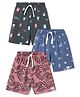 Teddy Sinker Knit Knee Length Tropical Theme & Sports Theme Printed Shorts Pack Of 3 - Blue Pink & Charcoal Grey