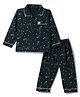 Teddy Sinker Knit Full Sleeves Shirt & Pyjama Co-ords Night Suit With Star Print - Dark Green