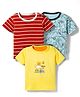 Junior Star Pack Of 3 Half Sleeves Striped & Dinosaurs Printed Tees - Multi Colour