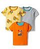 Junior Star Pack Of 3 Half Sleeves Striped & Lion Printed Tees - Multi Colour
