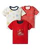 Junior Star Pack Of 3 Half Sleeves Striped & Space Theme Printed Tees - Multi Colour