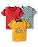Junior Star Pack Of 3 Half Sleeves Striped & Puppies Printed Tees - Multi Colour