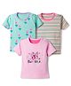 Junior Star Pack Of 3 Half Sleeves Striped & Floral Printed Tees - Multi Colour