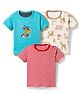 Junior Star Pack Of 3 Half Sleeves Striped & Animals Printed Tees - Multi Colour