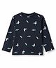 CUCUMBER Cotton Sinker Knit Full Sleeves T-Shirt with Surfing  Print - Charcoal Grey