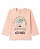 CUCUMBER Cotton Sinker Knit Full Sleeves T-Shirt with Beach Theme Print - Baby Pink
