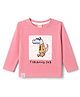 CUCUMBER Cotton Sinker Knit Full Sleeves T-Shirt with Dino Print -Pink