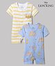 Babyoye Disney Interlock Knit Half Sleeve Striped Rompers With Lion King Graphic Pack of 2 - White & Light Blue