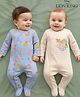 Babyoye Disney Interlock Knit Full Sleeves Sleep Suit with Lion King Graphic Pack of 2 - Beige & Blue