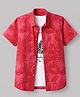 Pine Kids Cotton Woven Shirt and T-Shirt with Short Sleeves and Tropical Theme Print in Red for 5-6 Years