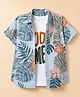 Pine Kids Cotton Woven Twofer Shirt with Tropical & Text Print - Blue