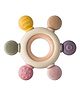 Teri Beri Silicone & Wooden Baby Teether for 3+ Months BPA Free Soft Teething Toy Safe Teether for Infants Round Shape Multicolor