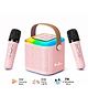 PunnkFunnk JollyBeats Wireless Mini Karaoke Speaker with Dual Mic RGB Lights & Voice Effects 10W Powerful Sound Bluetooth 5.3 10H Playtime Multi-Play Modes Type-C Fast Charging(Pink)