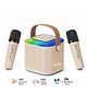 PunnkFunnk JollyBeats Wireless Mini Karaoke Speaker with Dual Mic RGB Lights & Voice Effects 10W Powerful Sound Bluetooth 5.3 10H Playtime Multi-Play Modes Type-C Fast Charging(Beach)